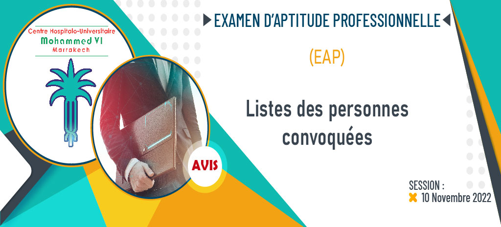 Listes des personnes convoquées pour passer l’EAP – 10/11/2022