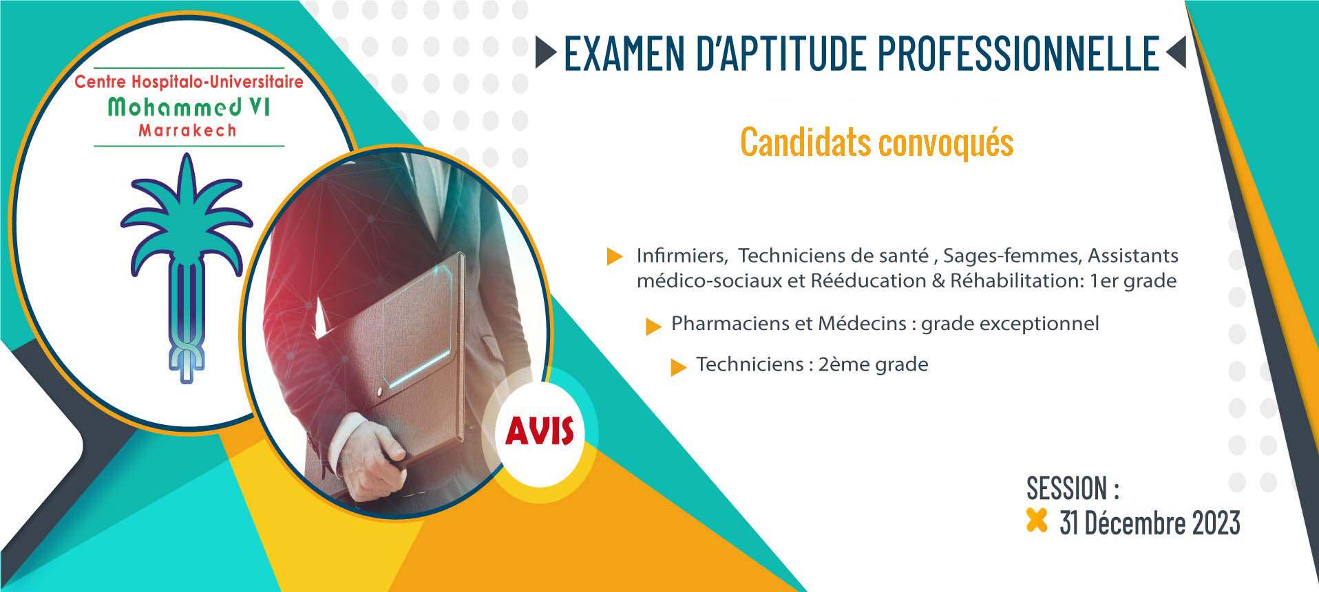 Les listes des candidats convoqués à participer à l'examen d'aptitude professionnelle - Session : 31 Décembre 2023