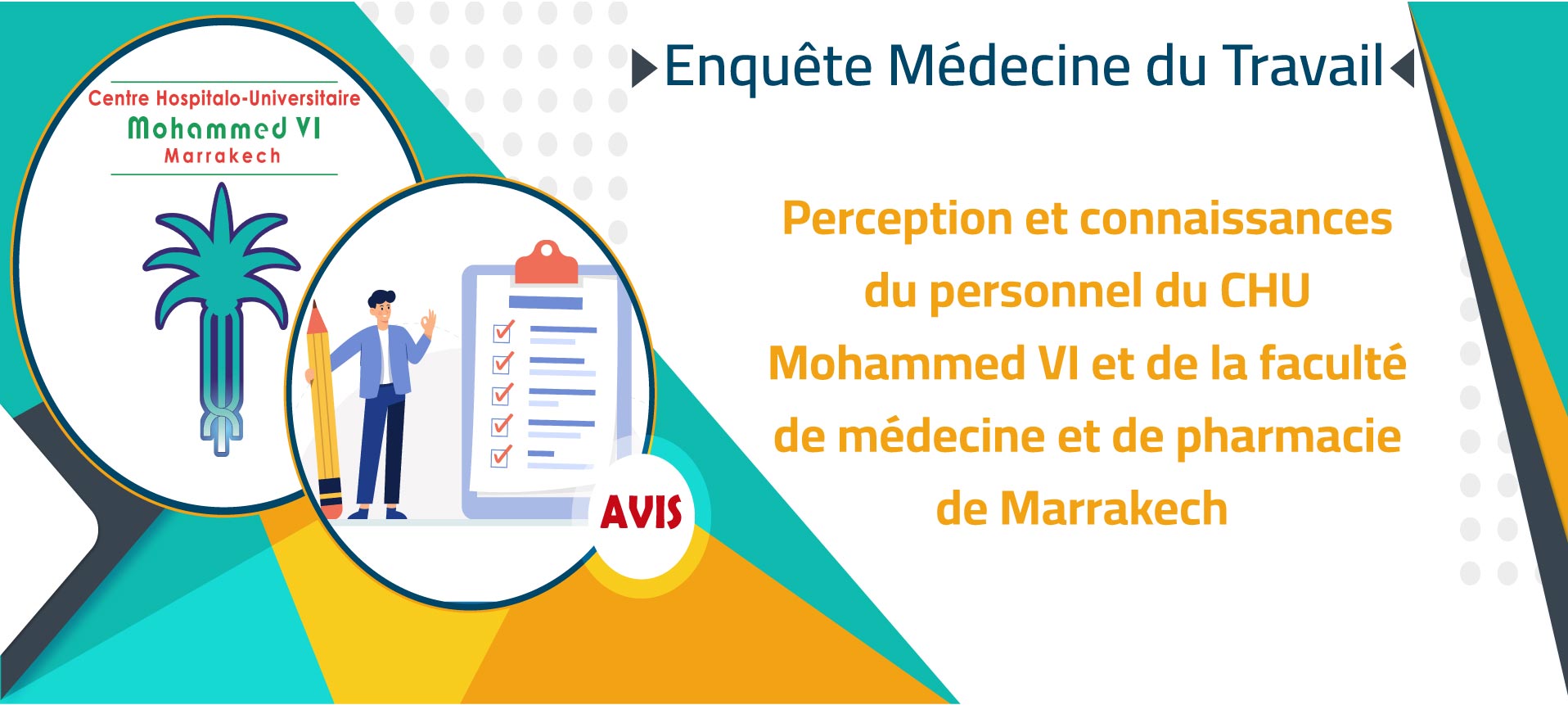 Enquête de la médecine du travail: Perception et connaissances du personnel du CHU Mohammed VI et de la faculté de médecine et de pharmacie de Marrakech