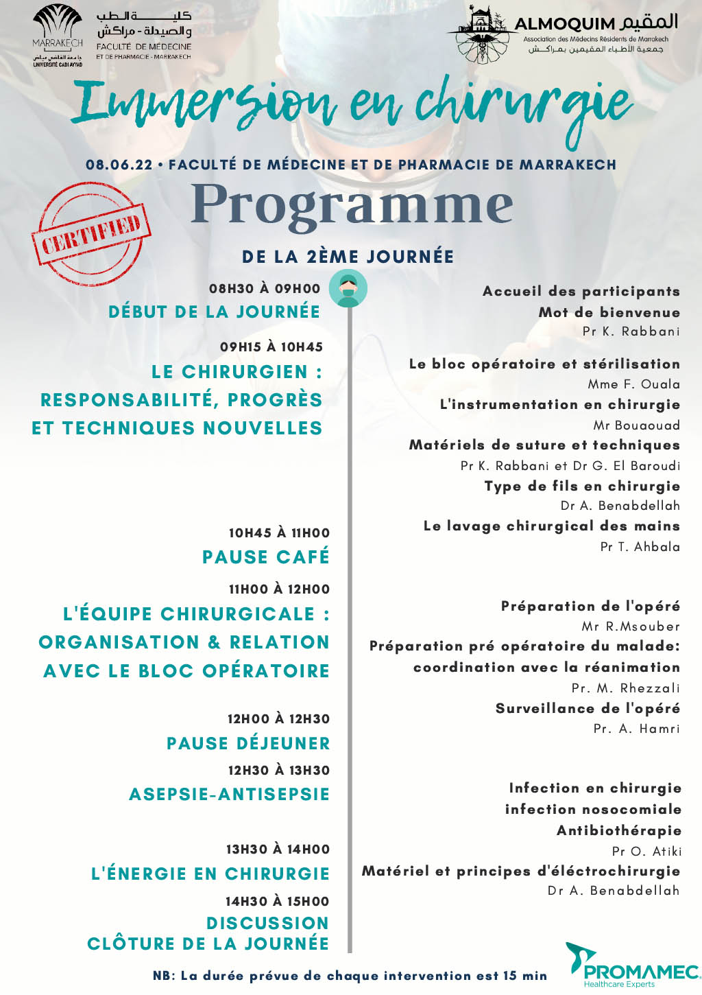 Programme 2eme journee immersion chirurgie 2022