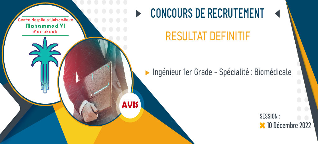 Résultat définitif du concours de recrutement d’Ingénieur Biomédical – 10/12/2022
