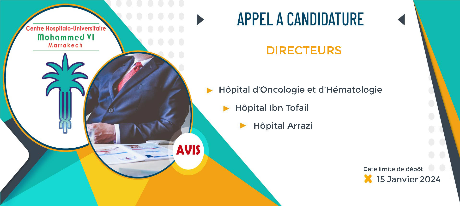 Appel à candidature pour occuper les postes des directeurs de l'HOH, HIT et HAR - 15 Janvier 2024