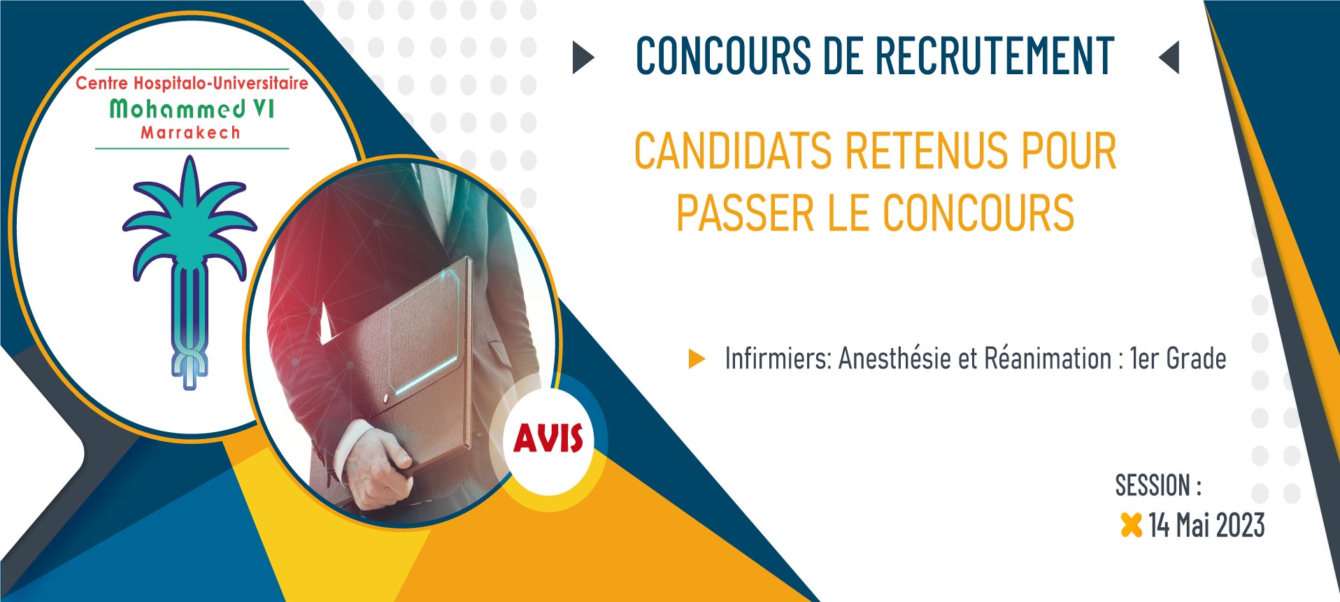 Liste des candidats retenus pour passer le concours de recrutement des infirmiers (Anesthésie et Réanimation) – 14/05/2023