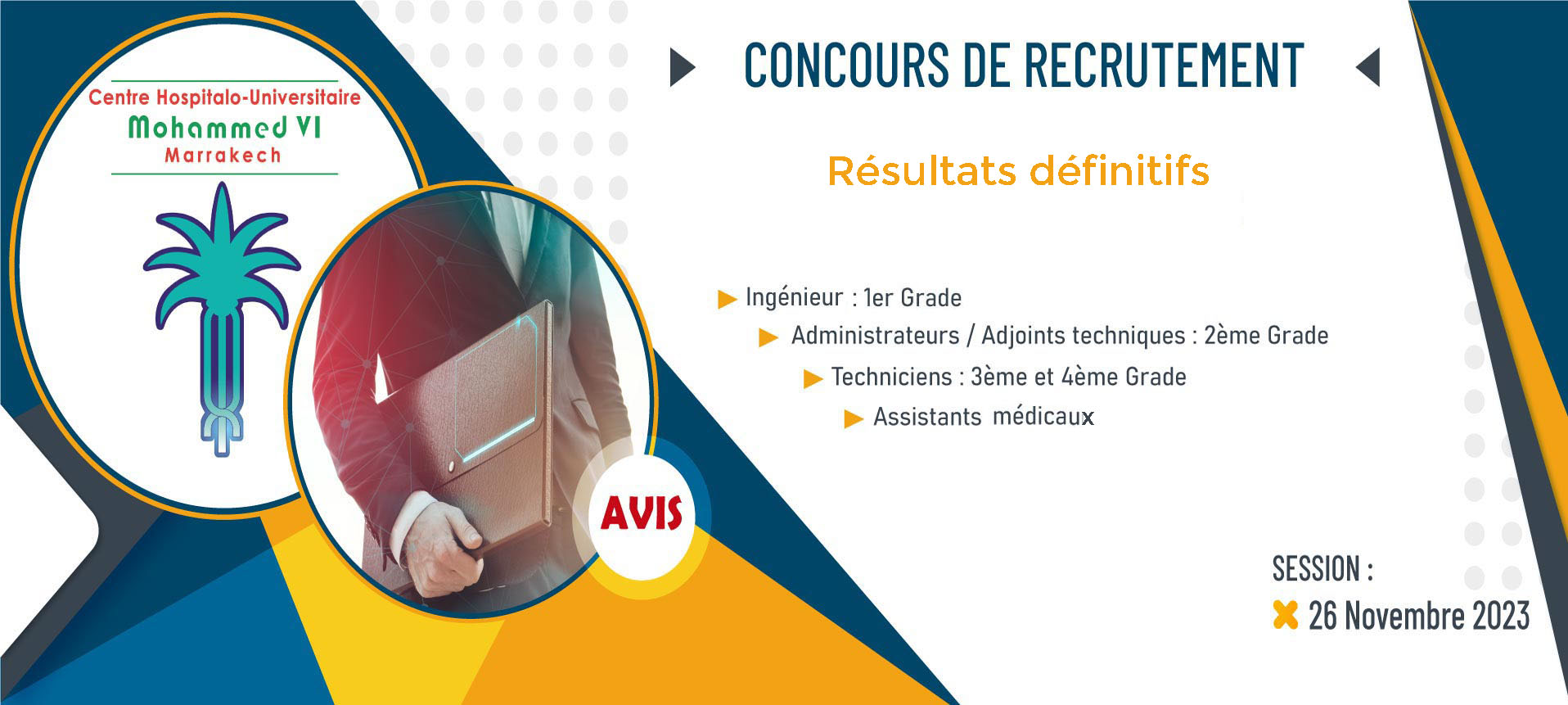 Résultats définitifs du concours de recrutement - Session 26 Novembre 2023