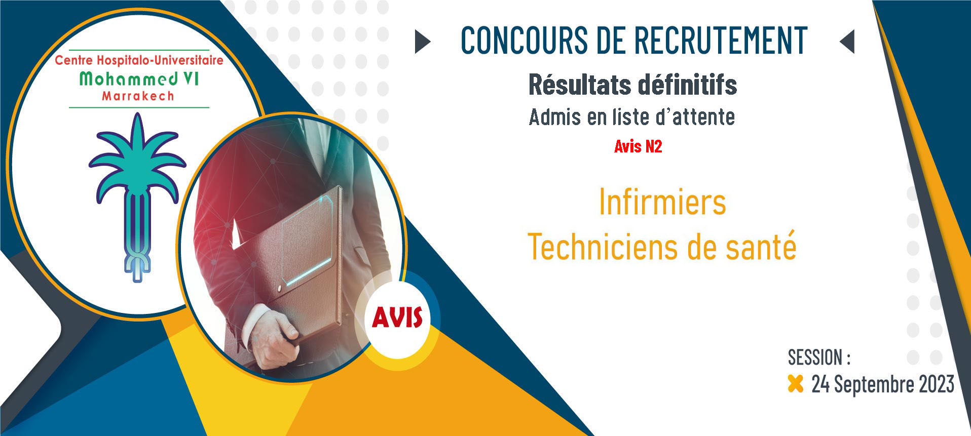 Listes des infirmiers et techniciens de santé en listes d'attente admis par ordre de mérite - Avis N°2