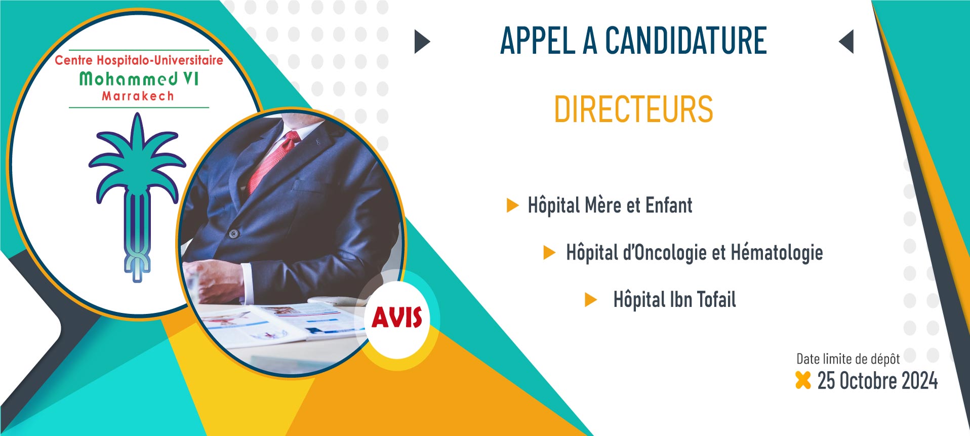 Appel à candidature pour occuper les postes des directeurs de l'HME, HOH et HIT - 25 Octobre 2024