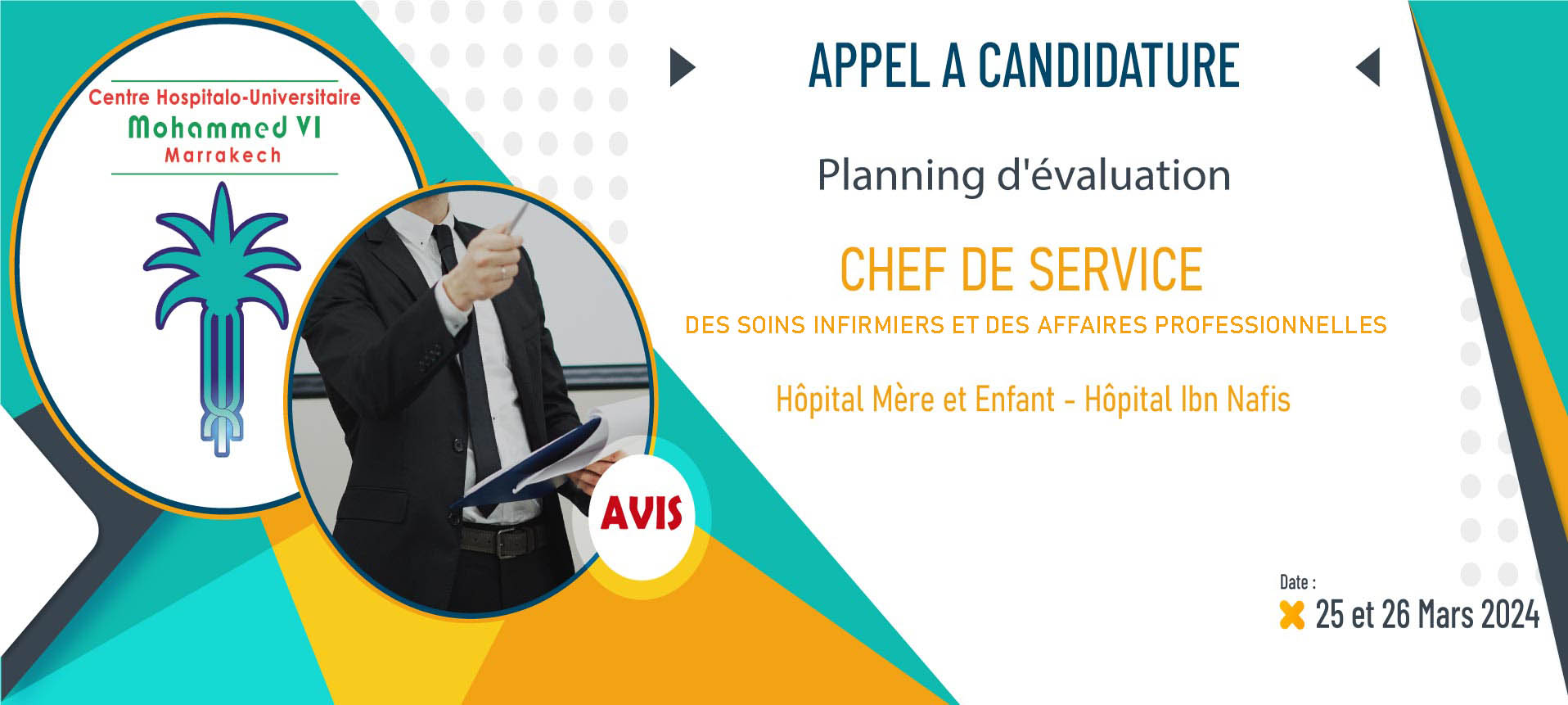 Planning d'évaluation des candidats postulants pour occuper le poste de chef de service à HME et HIN
