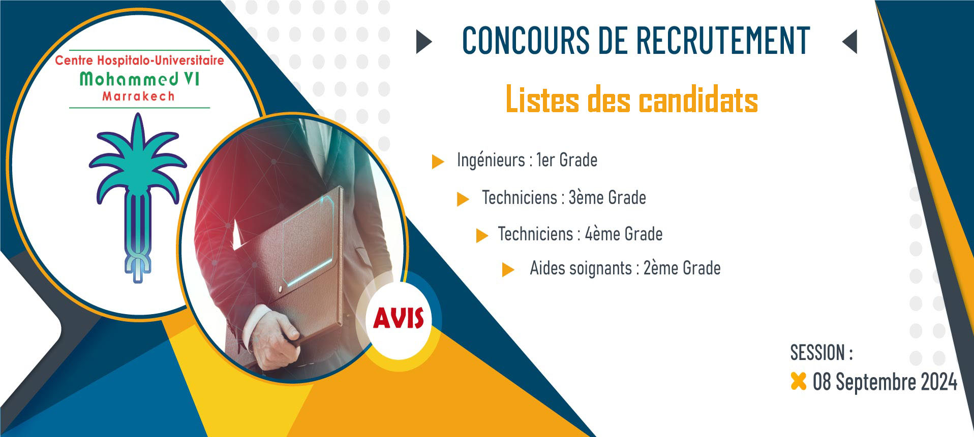 Les listes des candidats retenus pour passer le concours de recrutement  - Session 08 Septembre 2024