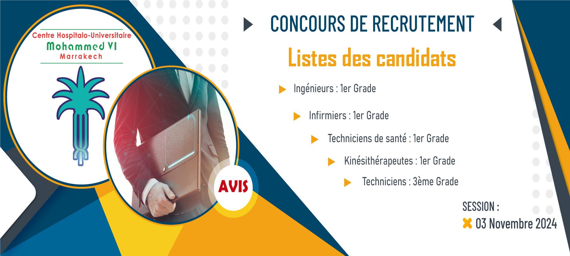 Les listes des candidats retenus pour passer le concours de recrutement - Session 03 Novembre 2024