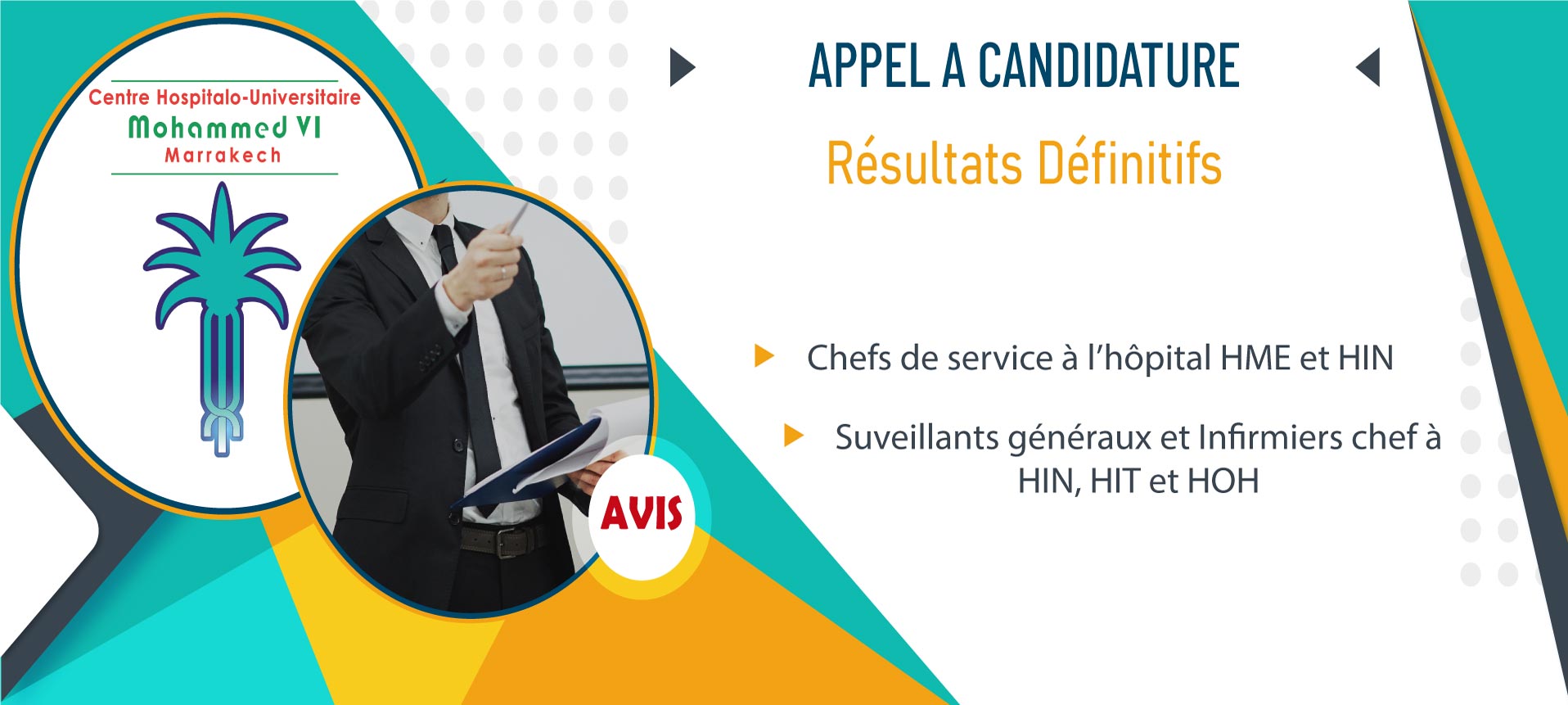 Résultat définitif de l'appel à candidature des chefs de service, surveillants généraux et infirmiers chef à HME, HIN, HIT et HOH
