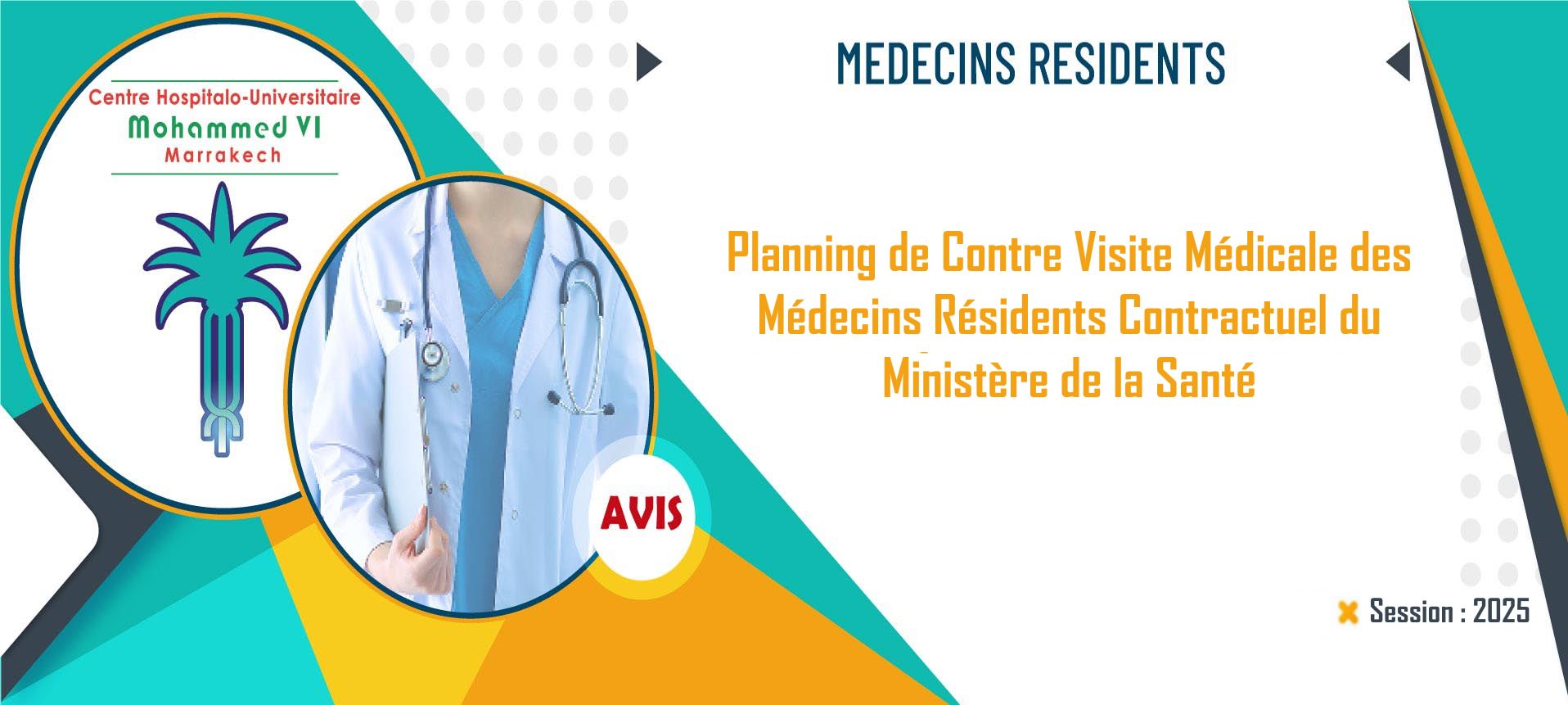 Planning de Contre Visite Médicale des Médecins Résidents Contractuel du Ministère de la Santé - Session: 2025